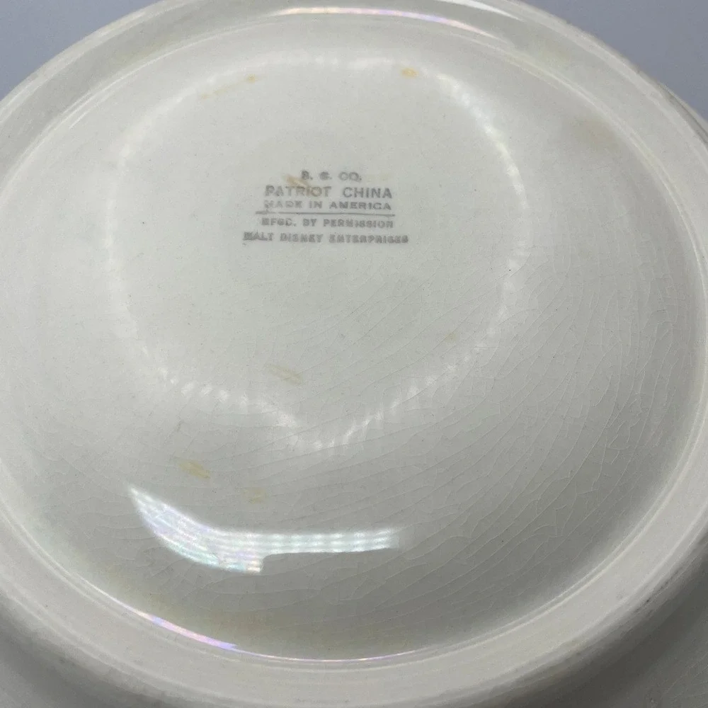 Vintage Walt Disney Mickey Mouse Pluto Divided Plate Patriot China USA 1930s‎